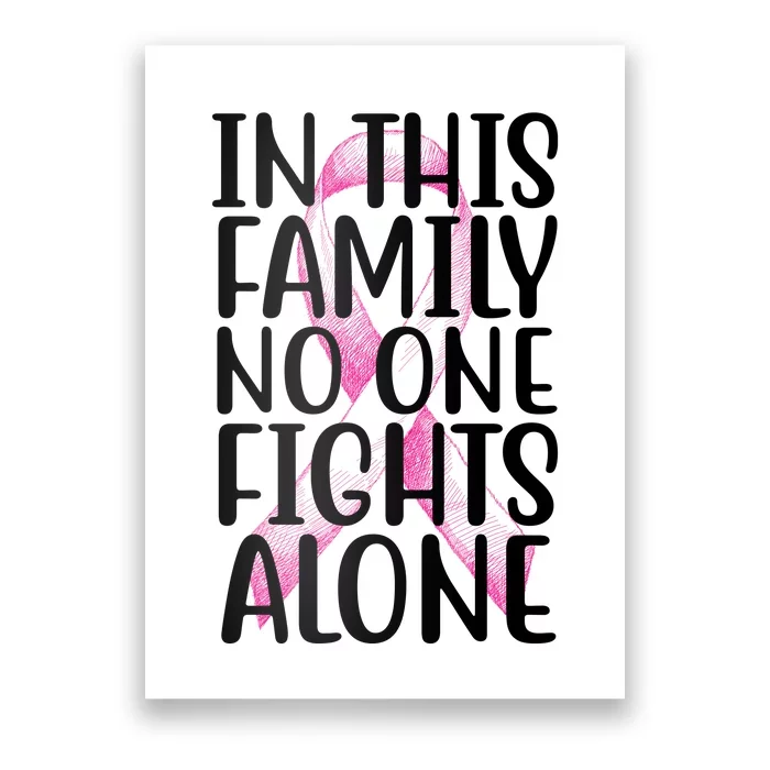 In This Family No One Fights Alone Breast Cancer Ribbon Poster