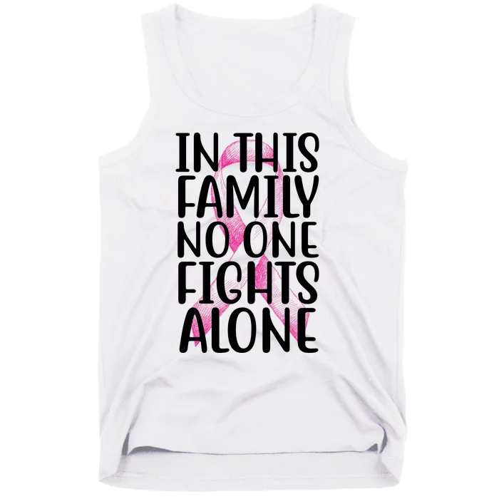 In This Family No One Fights Alone Breast Cancer Ribbon Tank Top