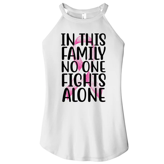 In This Family No One Fights Alone Breast Cancer Ribbon Women’s Perfect Tri Rocker Tank