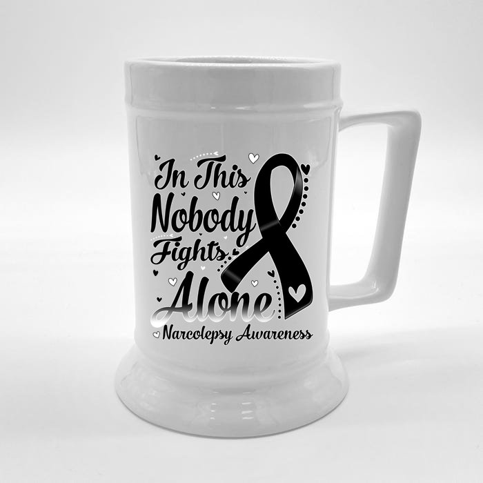 In This Family Nobody Fight Alone Narcolepsy Awareness Cool Gift Front & Back Beer Stein