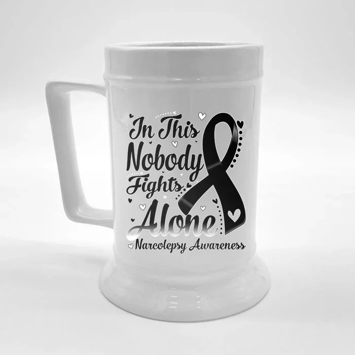 In This Family Nobody Fight Alone Narcolepsy Awareness Cool Gift Front & Back Beer Stein