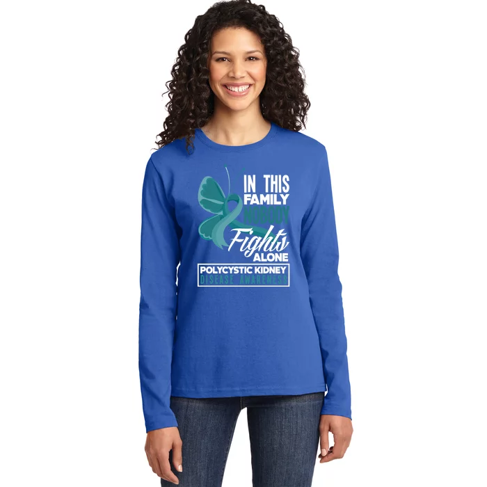 In This Family Nobody Fights Alone Pkd Awareness Cute Gift Ladies Long Sleeve Shirt