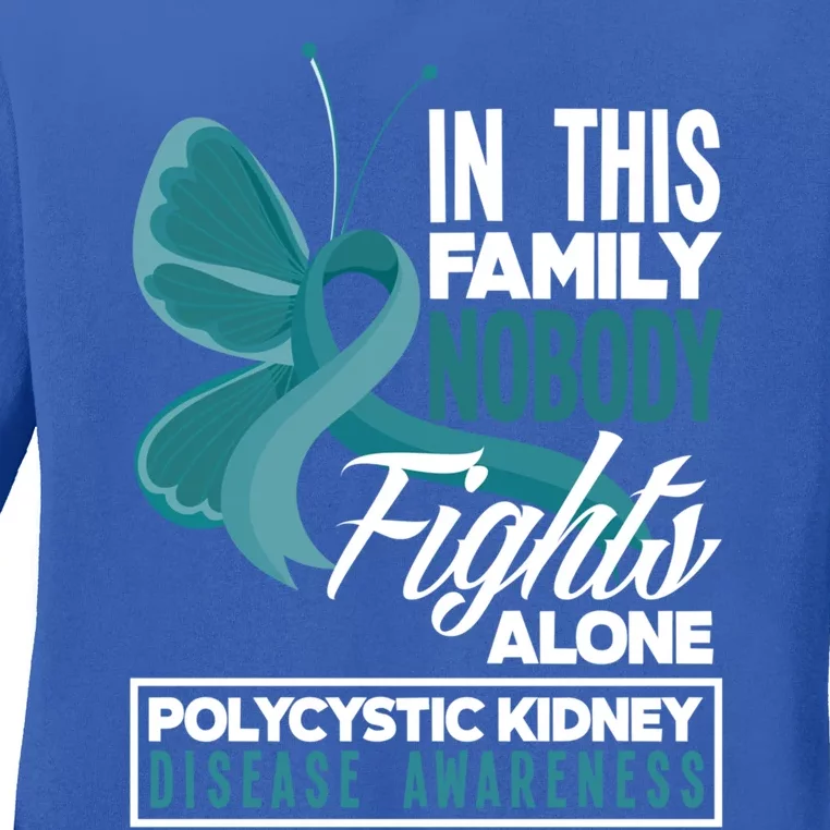 In This Family Nobody Fights Alone Pkd Awareness Cute Gift Ladies Long Sleeve Shirt