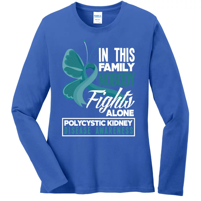 In This Family Nobody Fights Alone Pkd Awareness Cute Gift Ladies Long Sleeve Shirt