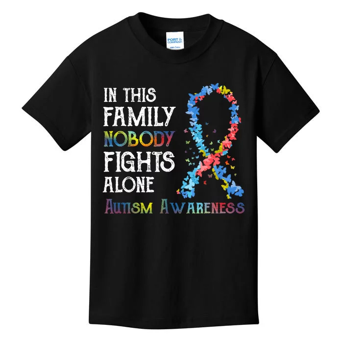 In This Family Nobody Fights Alone Autism Kids T-Shirt