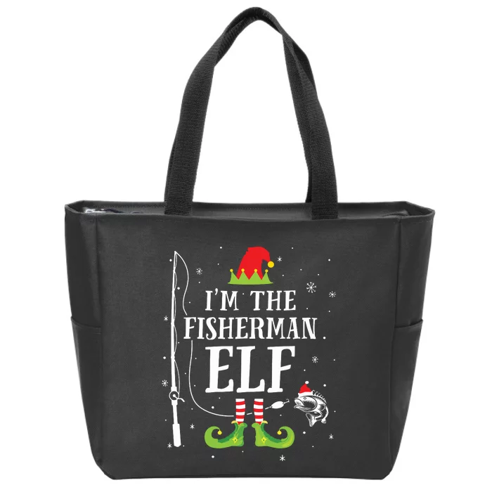 Im The Fisherman Elf Matching Funny Fishing Christmas Xmas Zip Tote Bag