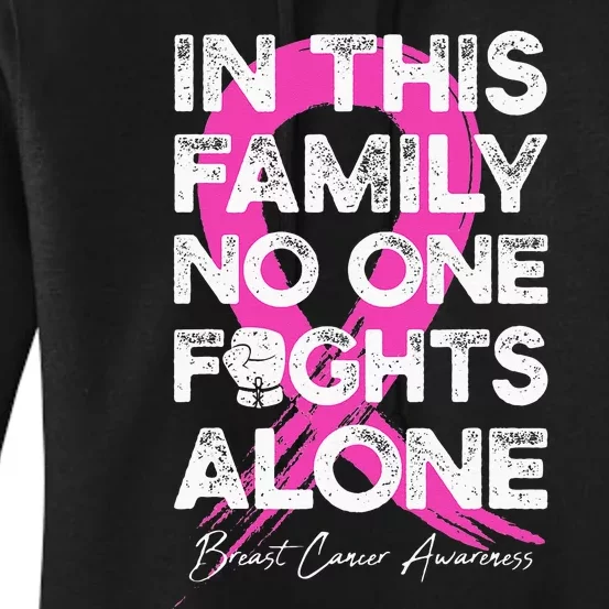 In This Family No One Fight Alone Breast Cancer Warrior Women's Pullover Hoodie