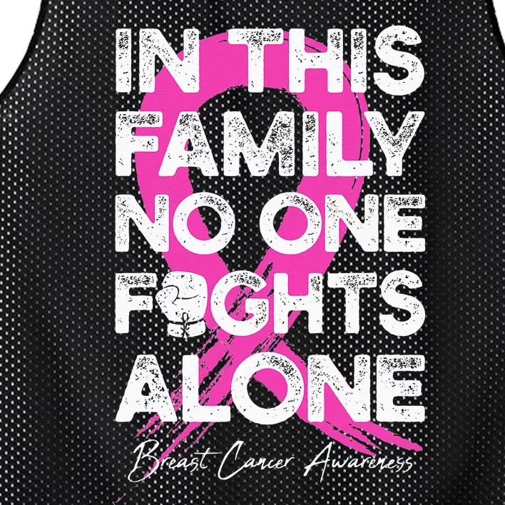 In This Family No One Fight Alone Breast Cancer Warrior Mesh Reversible Basketball Jersey Tank