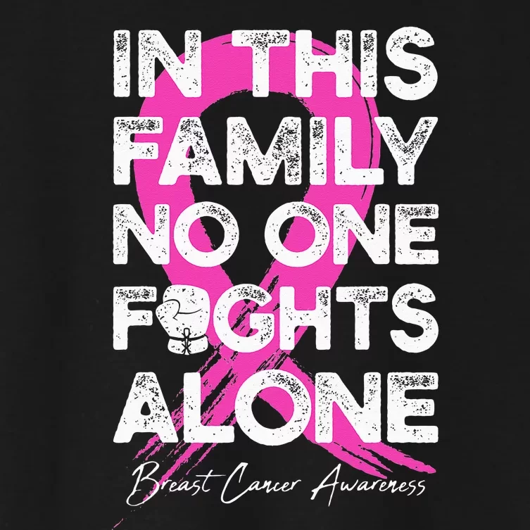 In This Family No One Fight Alone Breast Cancer Warrior Women's Crop Top Tee