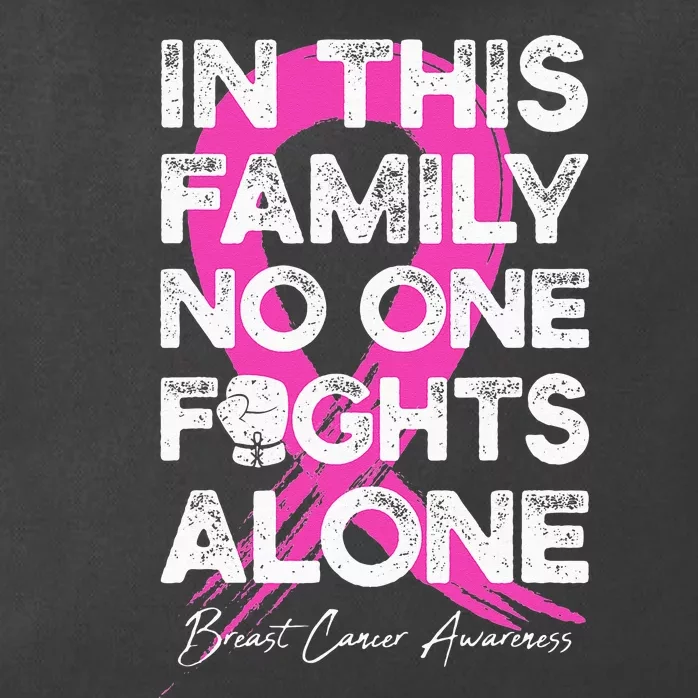 In This Family No One Fight Alone Breast Cancer Warrior Zip Tote Bag