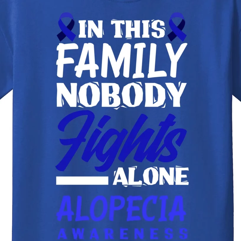 In This Family Nobody Fights Alone Alopecia Awareness Gift Kids T-Shirt