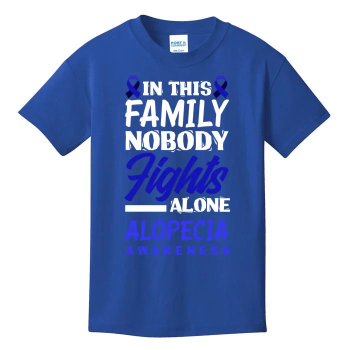 In This Family Nobody Fights Alone Alopecia Awareness Gift Kids T-Shirt