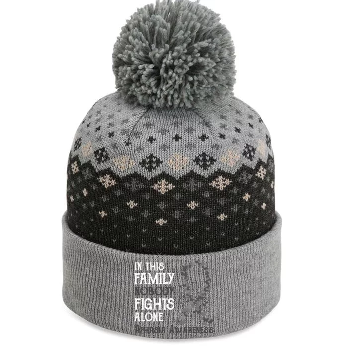 In This Family Nobody Fights Alone Aphasia Gift The Baniff Cuffed Pom Beanie