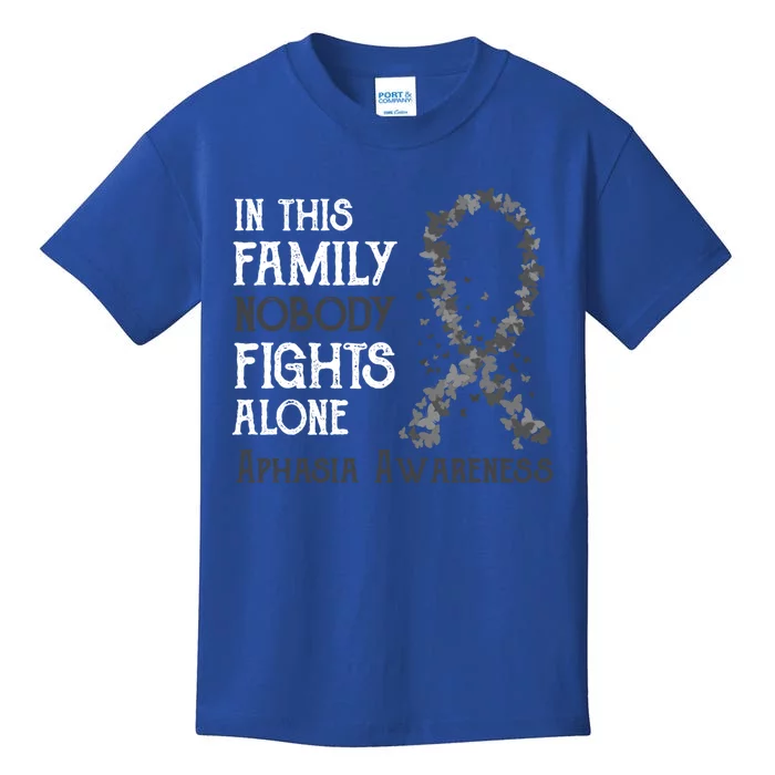 In This Family Nobody Fights Alone Aphasia Gift Kids T-Shirt