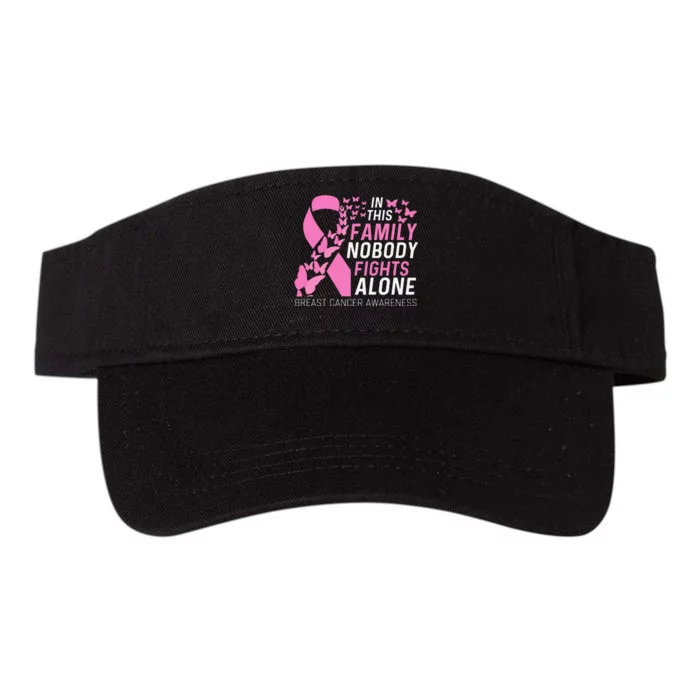 In This Family No Fighting Alone Breast Cancer Awareness Gift Valucap Bio-Washed Visor