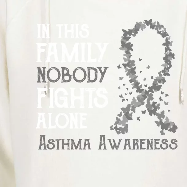 In This Family Nobody Fights Alone Asthma Great Gift Womens Funnel Neck Pullover Hood