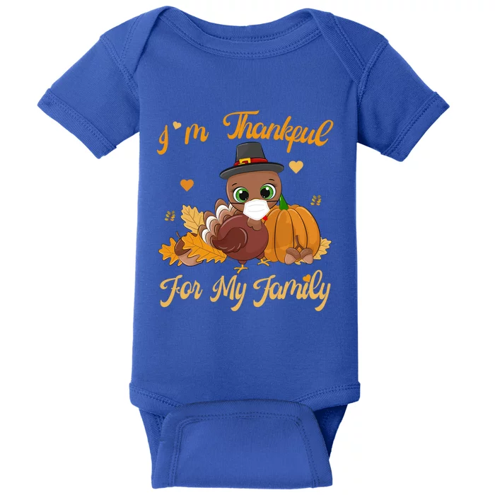 IM Thankful For My Family Pajamas Turkey Thanksgiving Great Gift Baby Bodysuit