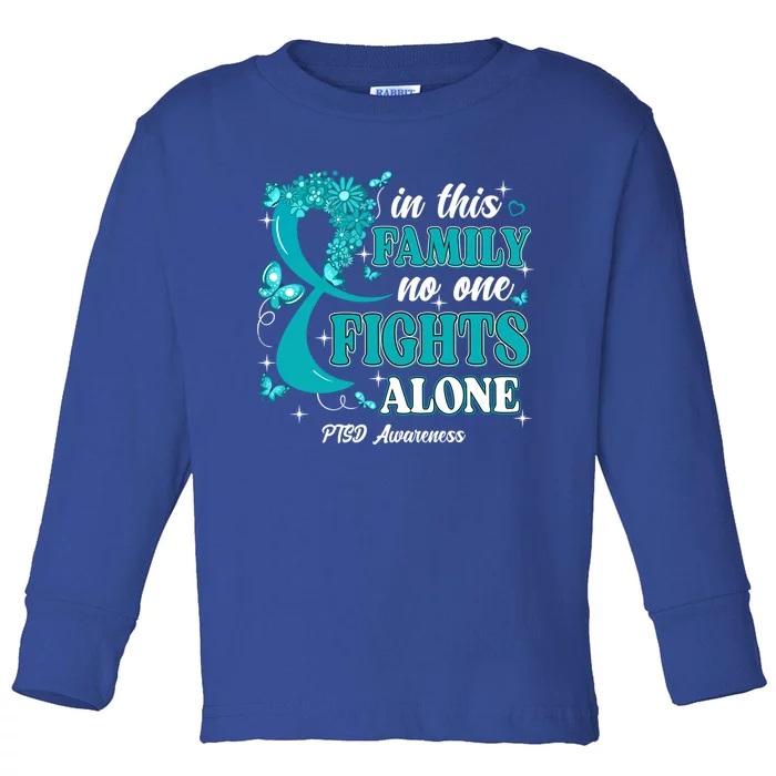 In This Family No One Fight Alone Ptsd Awareness Gift Toddler Long Sleeve Shirt