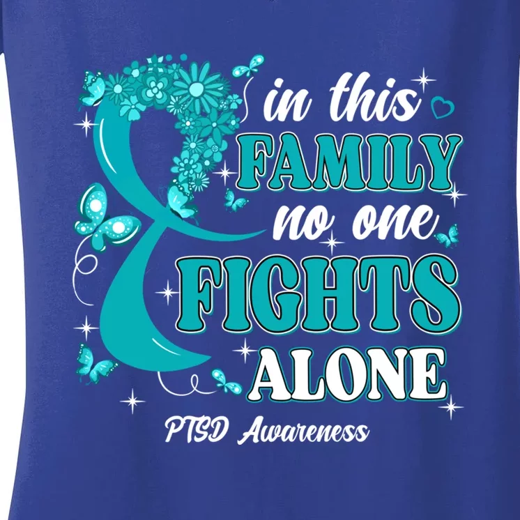 In This Family No One Fight Alone Ptsd Awareness Gift Women's V-Neck T-Shirt