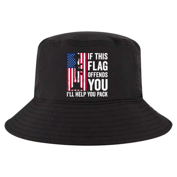 If This Flag Offends You I'll Help You Pack Veteran USA Flag Cool Comfort Performance Bucket Hat