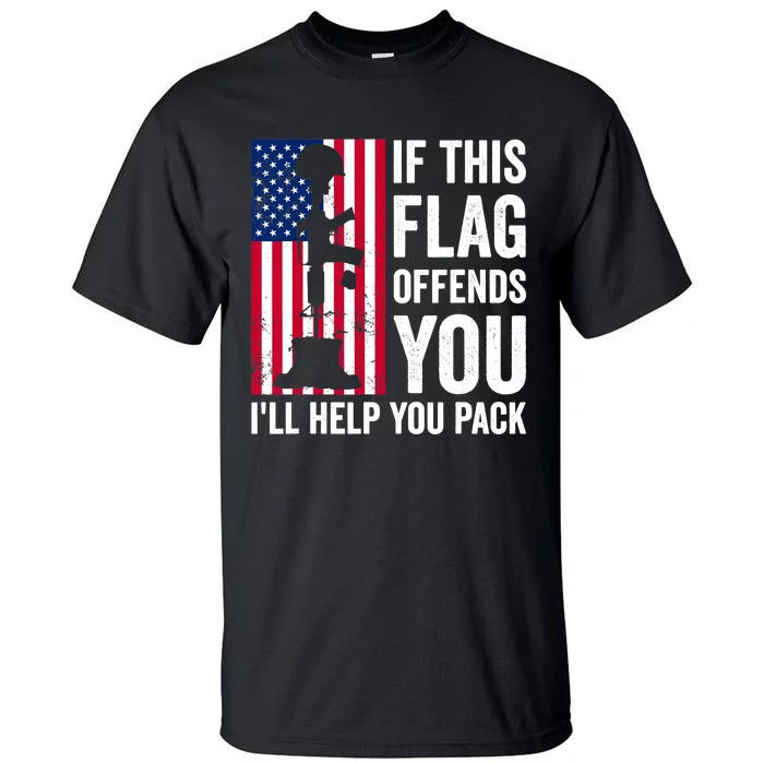 If This Flag Offends You I'll Help You Pack Veteran USA Flag Tall T-Shirt