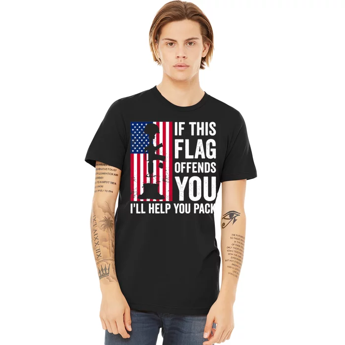 If This Flag Offends You I'll Help You Pack Veteran USA Flag Premium T-Shirt