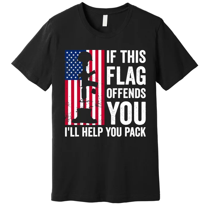 If This Flag Offends You I'll Help You Pack Veteran USA Flag Premium T-Shirt