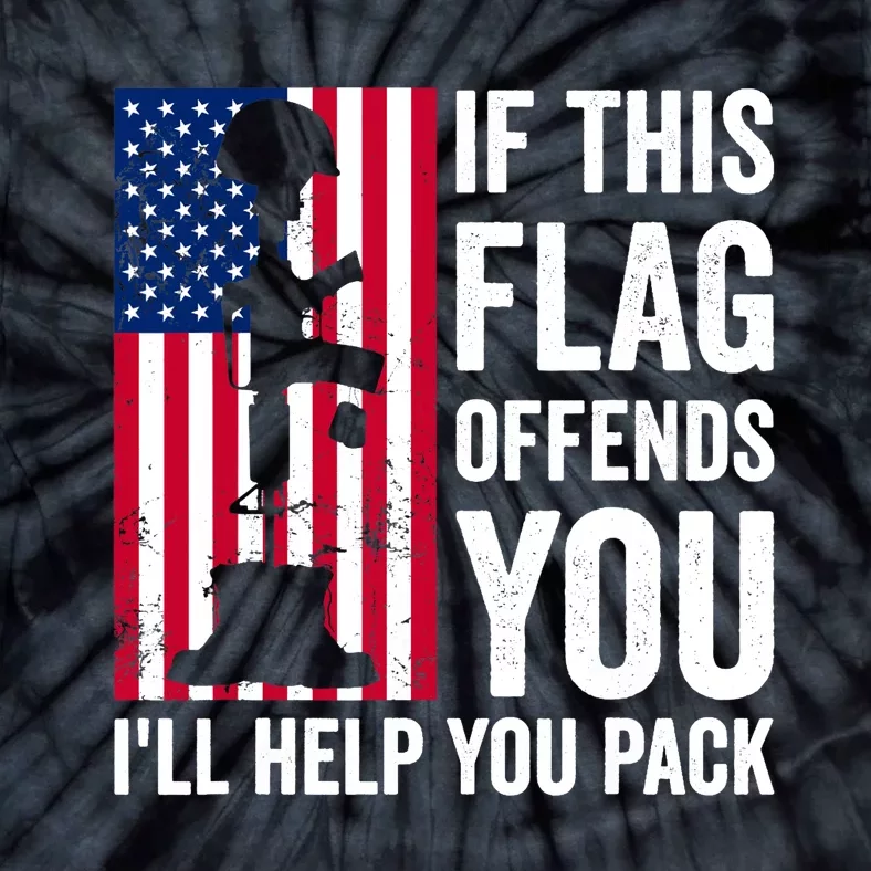 If This Flag Offends You I'll Help You Pack Veteran USA Flag Tie-Dye T-Shirt