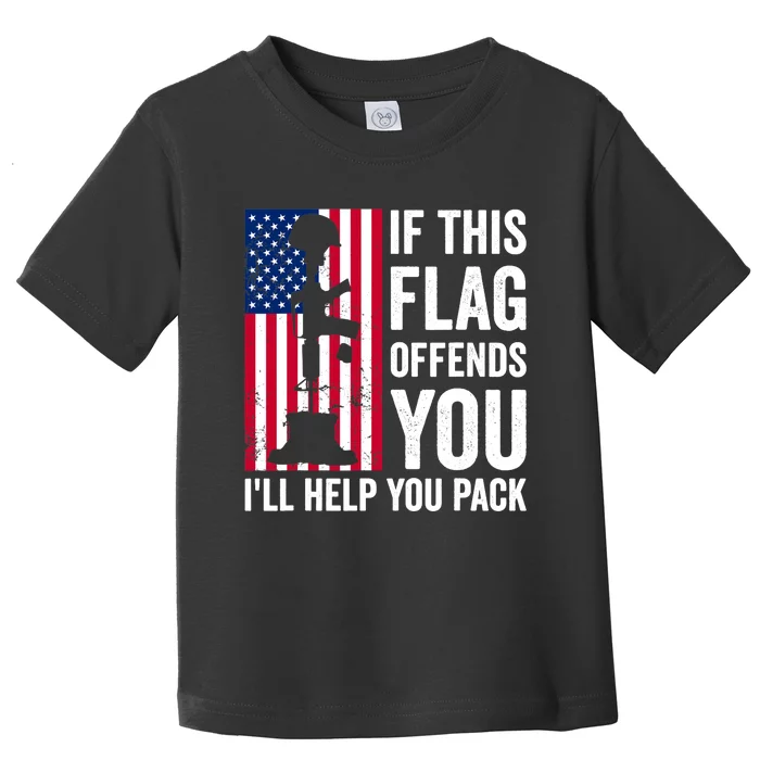 If This Flag Offends You I'll Help You Pack Veteran USA Flag Toddler T-Shirt