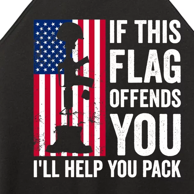 If This Flag Offends You I'll Help You Pack Veteran USA Flag Women’s Perfect Tri Rocker Tank