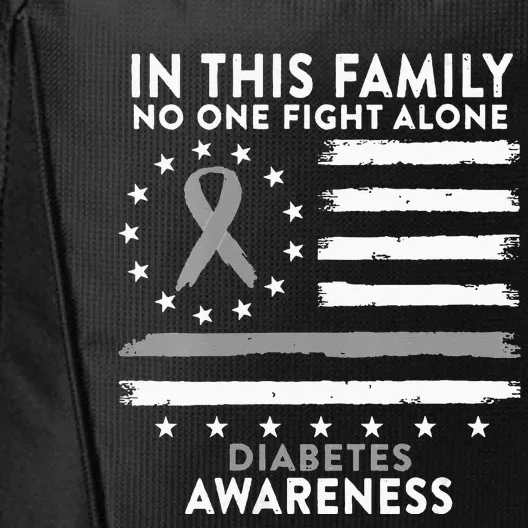 In This Family We All Fight Diabetes USA Flag City Backpack