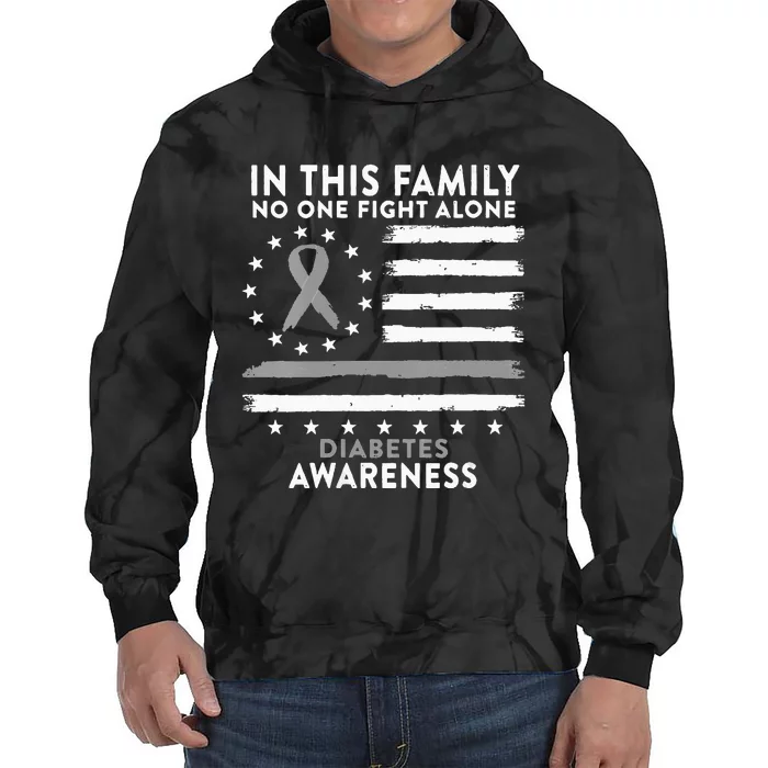 In This Family We All Fight Diabetes USA Flag Tie Dye Hoodie