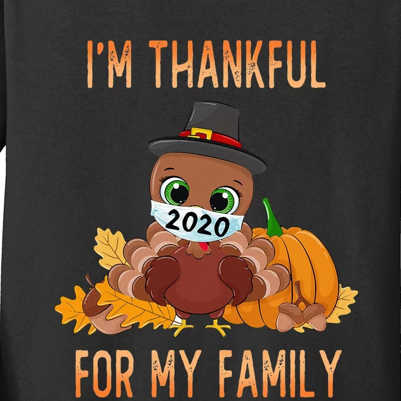 IM Thankful For My Family Thanksgiving Turkey Kids Long Sleeve Shirt