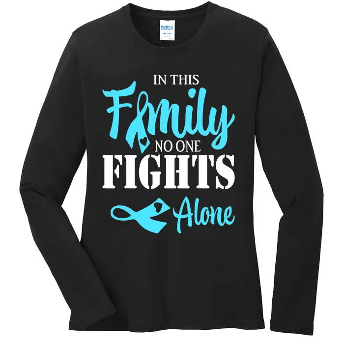 In This Family No One Fights Alone Diabetes Awareness Ladies Long Sleeve Shirt