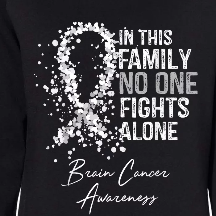 In This Family No One Fights Alone Gift Brain Cancer Womens California Wash Sweatshirt