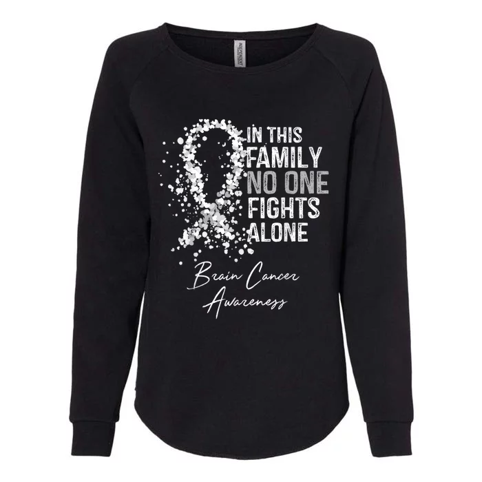 In This Family No One Fights Alone Gift Brain Cancer Womens California Wash Sweatshirt