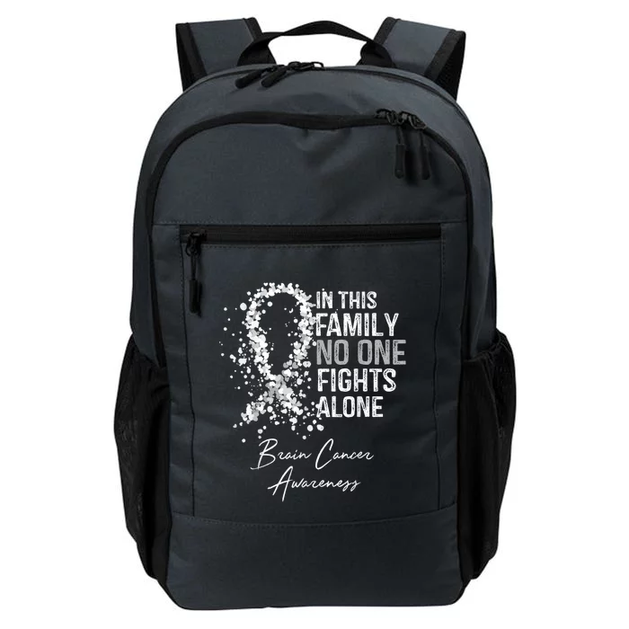 In This Family No One Fights Alone Gift Brain Cancer Daily Commute Backpack