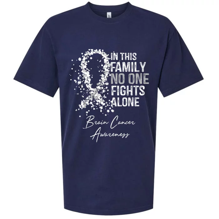 In This Family No One Fights Alone Gift Brain Cancer Sueded Cloud Jersey T-Shirt