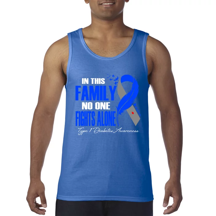 In This Family No One Fight Alone Type 1 Diabetes Awareness Great Gift Tank Top