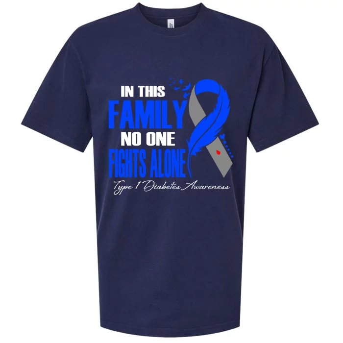 In This Family No One Fight Alone Type 1 Diabetes Awareness Great Gift Sueded Cloud Jersey T-Shirt