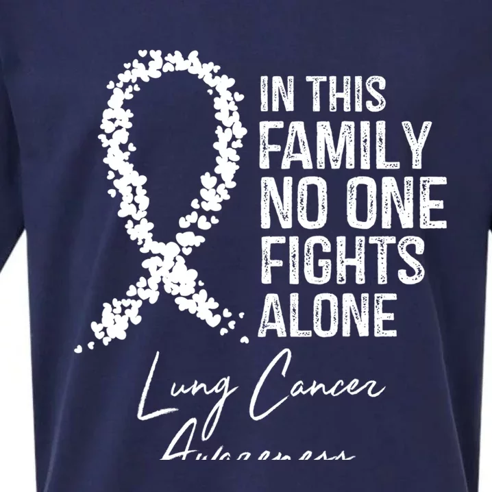 In This Family No One Fights Alone Gift Lung Cancer Sueded Cloud Jersey T-Shirt