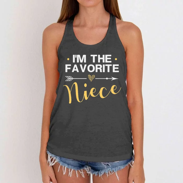 I'm the Favorite Niece Funny Niece Saying Colored Heart Women's Knotted Racerback Tank