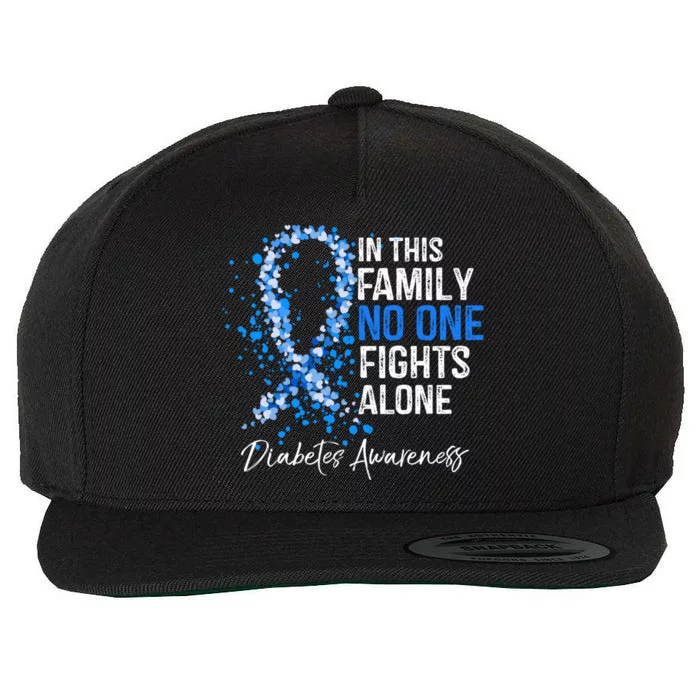 In This Family No One Fights Alone Gift Diabetes Awareness Gift Wool Snapback Cap