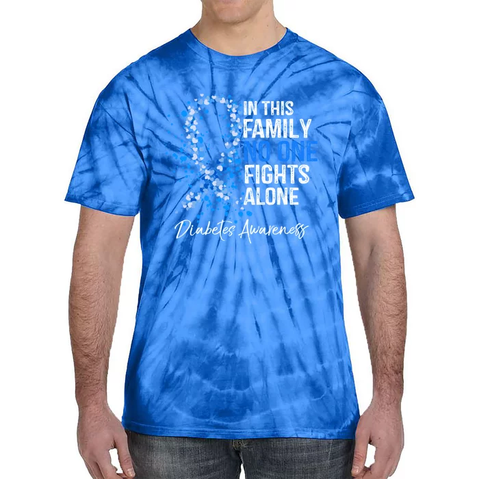 In This Family No One Fights Alone Gift Diabetes Awareness Gift Tie-Dye T-Shirt