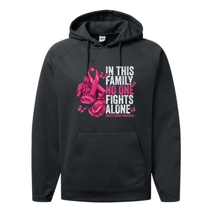 In This Family No One Fight Alone Breast Cancer Awareness Performance Fleece Hoodie