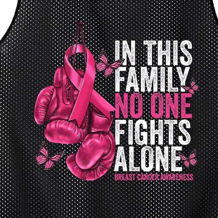 In This Family No One Fight Alone Breast Cancer Awareness Mesh Reversible Basketball Jersey Tank