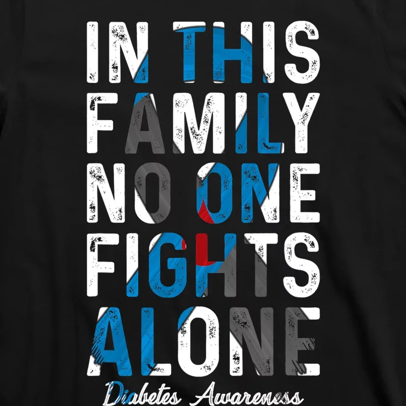 In This Family No One Fight Alone Diabetes Awareness T-Shirt