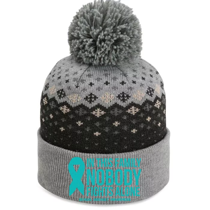 In This Family Nobody Fights Alone Sexual Assault Awareness Gift The Baniff Cuffed Pom Beanie