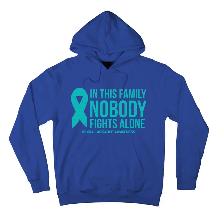 In This Family Nobody Fights Alone Sexual Assault Awareness Gift Tall Hoodie