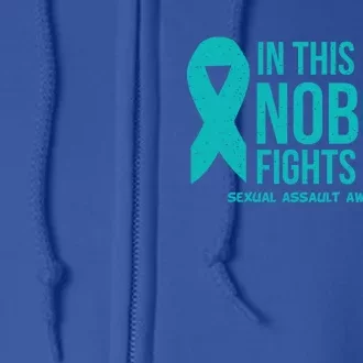 In This Family Nobody Fights Alone Sexual Assault Awareness Gift Full Zip Hoodie